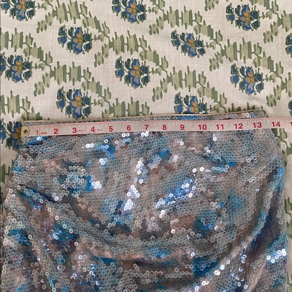 NWT Tory Burch Sequin Floral Skirt in Blue Roses - Picture 6 of 7